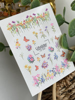 Nail Water Decal CF-533 | Water Slide Nail Decals with Wildflowers & Butterflies | Colorful Floral Nail Stickers - UASLIDER