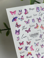 Nail Water Decal CF-510 | Water Slide Nail Decals with Colorful Butterflies & Lettering | Inspirational Nail Art - UASLIDER
