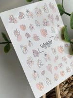 Nail Water Decal CF-508 | Water Slide Nail Decals with Abstract Line Art & Monstera Leaves | Minimal Nail Art - UASLIDER