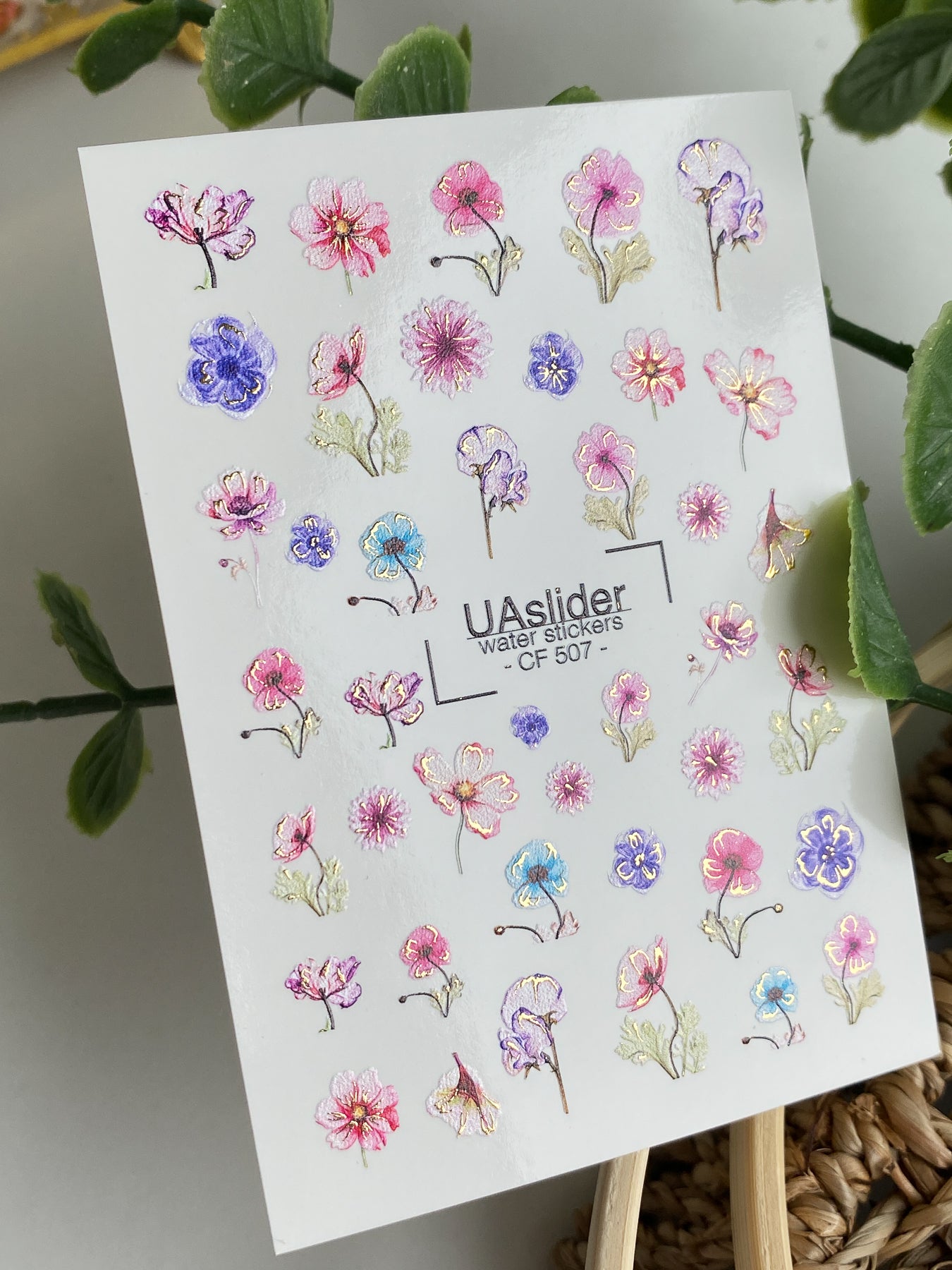 Nail Water Decal CF-507 | Water Slide Nail Decals with Wildflowers | Colorful Floral Nail Art