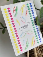 Nail Water Decal CF-502 | Water Slide Nail Decals with Rainbow Hearts & Abstract Lines | Colorful Nail Art - UASLIDER