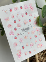 Nail Water Decal CF-501 | Water Slide Nail Decals with Flowers & Ladybugs | Spring Nail Art - UASLIDER