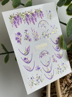 Nail Water Decal CF-443 | Floral Water Slide Nail Decals | Lavender & Purple French Tips - UASLIDER