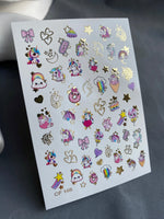 Nail Water Decal CF-168 | Cute Unicorn Nail Art Water Decals | Rainbows, Stars & Candy - UASLIDER
