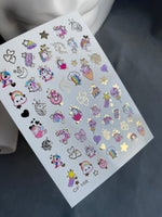 Nail Water Decal CF-168 | Cute Unicorn Nail Art Water Decals | Rainbows, Stars & Candy - UASLIDER