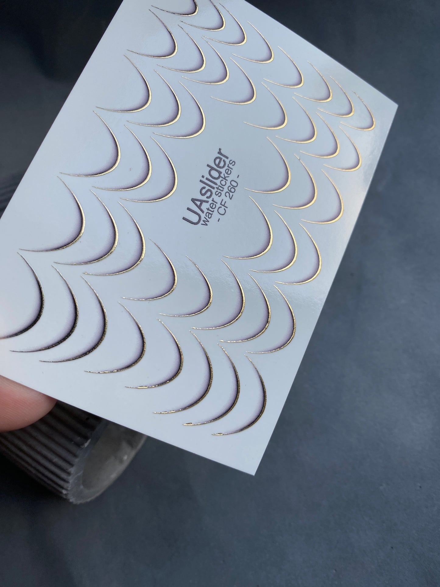 Nail Water Decal CF-260 | French Water Slide Nail Decals | Gold Curved Lines for French Tips