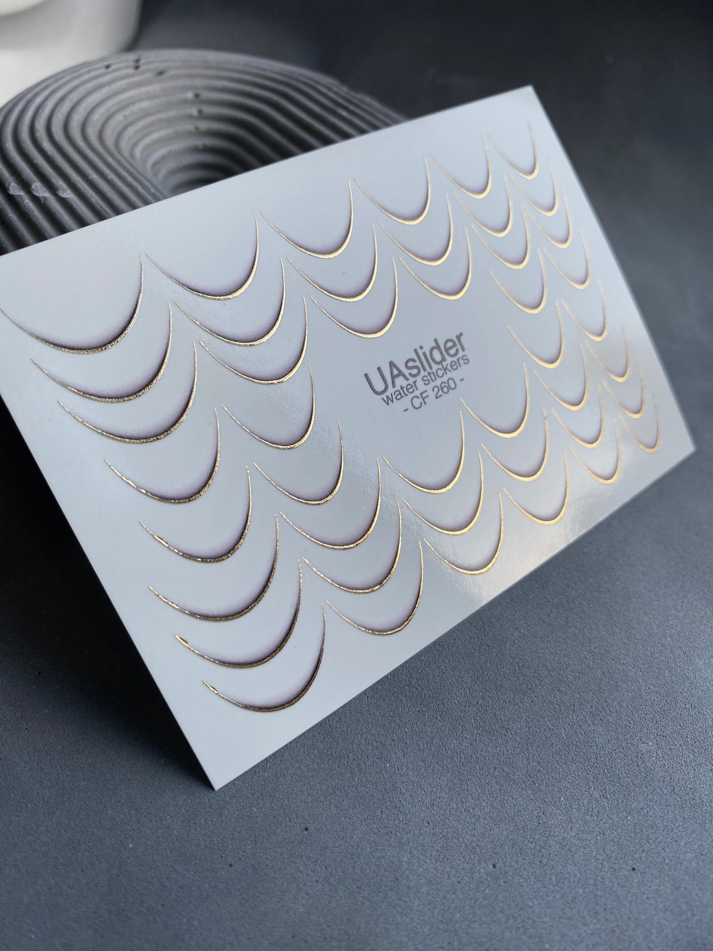 Nail Water Decal CF-260 | French Water Slide Nail Decals | Gold Curved Lines for French Tips