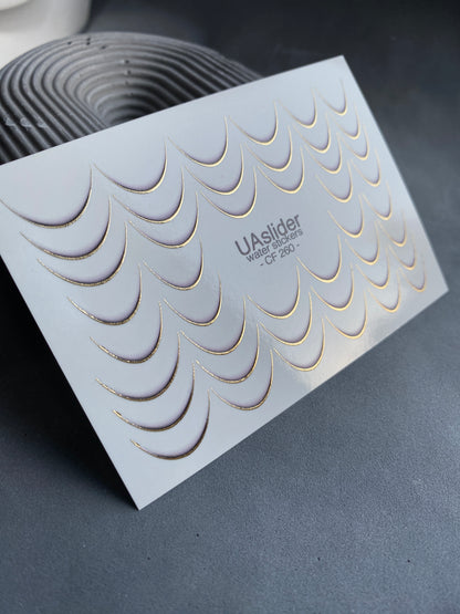 Nail Water Decal CF-260 | French Water Slide Nail Decals | Gold Curved Lines for French Tips