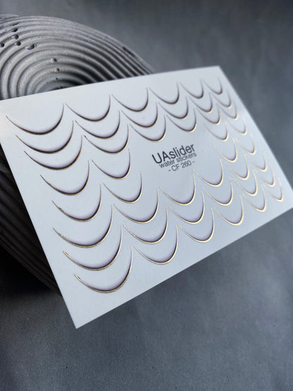 Nail Water Decal CF-260 | French Water Slide Nail Decals | Gold Curved Lines for French Tips