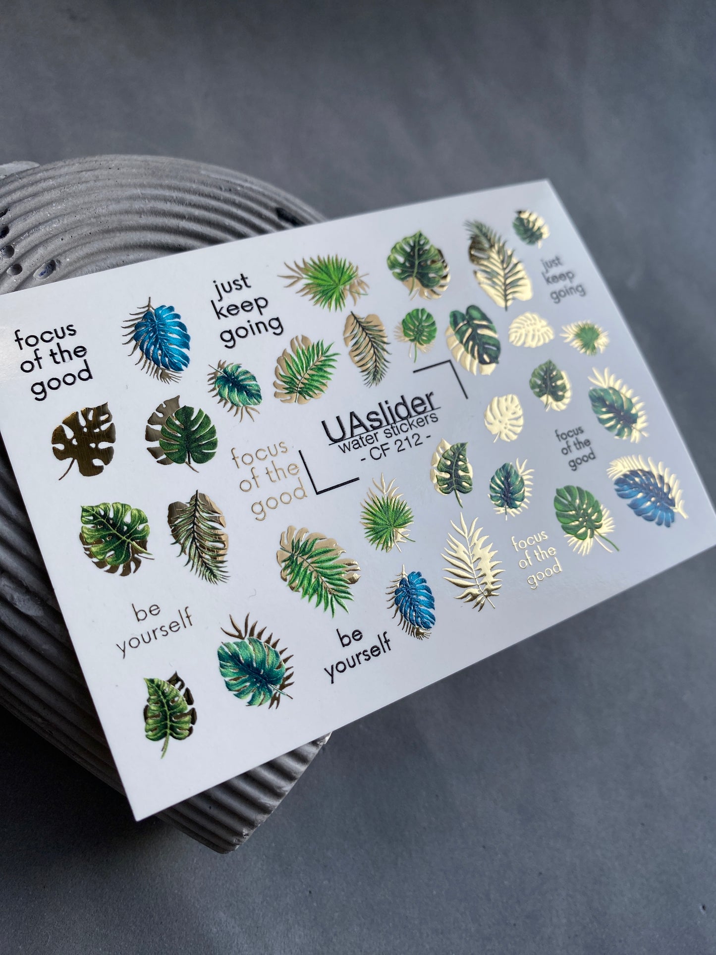 Nail Water Decal CF-212 | Nail Water Decals | Tropical Leaves & Motivational Quotes