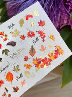 Nail Water Decal CF-276 | Autumn Water Slide Nail Decals | Fall Leaves, Gold Accents & Seasonal Quotes - UASLIDER