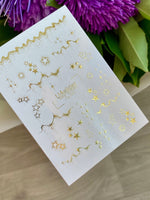 Nail Water Decal Fg-293 | Water Slide Nail Decals with Gold Stars | Elegant Starry Design