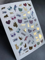 Nail Water Decal CF-160 | Leopard & Cat Water Slide Nail Decals | Animal Print, Hearts & Gold Foil Accents - UASLIDER