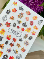 Nail Water Decal NCg-126 | Water Slide Nail Decals with Autumn Quotes and Leaves | Cozy Fall Nail Art