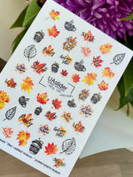 Nail Water Decal NCg-126 | Water Slide Nail Decals with Autumn Quotes and Leaves | Cozy Fall Nail Art