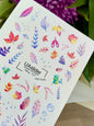 Nail Water Decal NCg-127 | Water Slide Nail Decals with Colorful Leaves and Raindrops | Autumn Nail Art