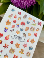 Nail Water Decal NCg-123 | Water Slide Nail Decals with Autumn Motifs | Cozy Fall Nail Art
