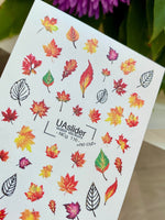 Nail Water Decal NCg-116 | Water Slide Nail Decals with Colorful Leaves | Maple and Botanical Nail Art