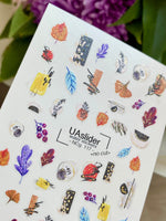 Nail Water Decal NCg-117 | Water Slide Nail Decals with Autumn Leaves | Cozy Fall Nail Art