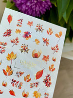 Nail Water Decal CF-664 | Water Slide Nail Decals with Autumn Leaves & Berries | Fall Season Design