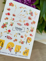 Nail Water Decal NCg-128 | Water Slide Nail Decals with Wheat and Autumn Berries | Rustic Fall Nail Art