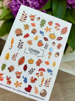 Nail Water Decal NCg-124 | Water Slide Nail Decals with Autumn Animals | Cozy Fall Nail Art