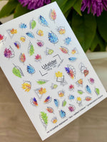 Nail Water Decal NCg-125 | Water Slide Nail Decals with Gradient Leaves | Colorful Autumn Nail Art