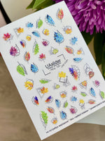 Nail Water Decal NCg-125 | Water Slide Nail Decals with Gradient Leaves | Colorful Autumn Nail Art