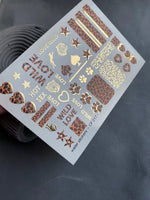 Nail Water Decal CF-217 | Leopard Print Water Slide Nail Decals | Wild Love with Gold Accents - UASLIDER