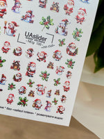 Nail Water Decal NCg-133 | Water Slide Nail Decals with Santa Claus and Snowmen | Christmas Nail Art