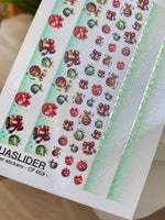 Nail Water Decal CF-659 | Water Slide Nail Decals with Christmas Bells & Ornaments | Festive Gradient Strips