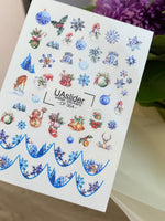Nail Water Decal CF-004 | Water Slide Nail Decals with Christmas Ornaments & Snowflakes | Festive Holiday Set