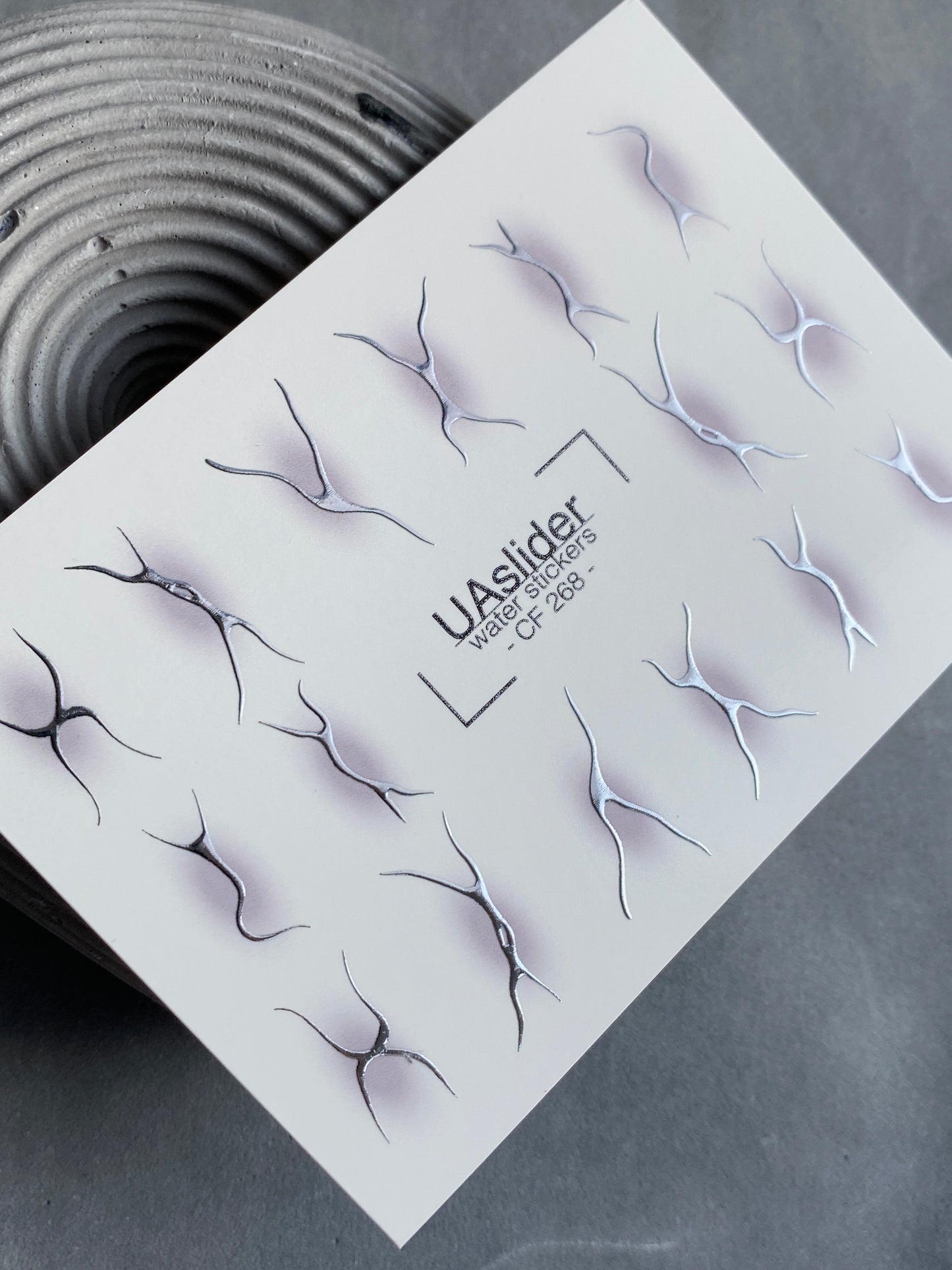 Nail Water Decal CF-268 | Abstract Water Slide Nail Decals | Black & Silver Wave Silhouettes