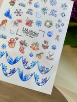Nail Water Decal CF-004 | Water Slide Nail Decals with Christmas Ornaments & Snowflakes | Festive Holiday Set