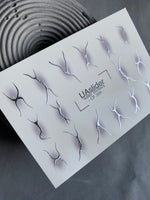 Nail Water Decal CF-268 | Abstract Water Slide Nail Decals | Black & Silver Wave Silhouettes - UASLIDER