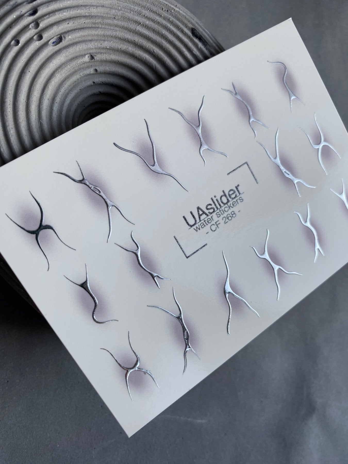 Nail Water Decal CF-268 | Abstract Water Slide Nail Decals | Black & Silver Wave Silhouettes - UASLIDER