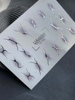 Nail Water Decal CF-268 | Abstract Water Slide Nail Decals | Black & Silver Wave Silhouettes - UASLIDER