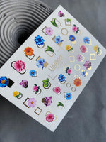 Nail Water Decal CF-213 | Nail Water Decals | Colorful Flowers & Geometric Frames - UASLIDER