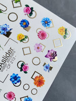 Nail Water Decal CF-213 | Nail Water Decals | Colorful Flowers & Geometric Frames - UASLIDER