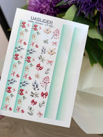 Nail Water Decal CF-656 | Water Slide Nail Decals with Christmas Bows & Winter Leaves | Festive Holiday Strips