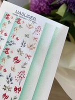Nail Water Decal CF-656 | Water Slide Nail Decals with Christmas Bows & Winter Leaves | Festive Holiday Strips