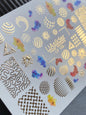 Nail Water Decal CF-159 | Abstract Geometric Water Slide Nail Decals | Modern Shapes & Gold Foil Accents