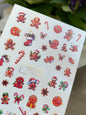 Nail Water Decal CF-662 | Water Slide Nail Decals with Gingerbread Cookies & Candy Canes | Christmas Holiday Set