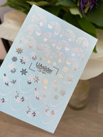 Nail Water Decal CF-661 | Water Slide Nail Decals with Silver Snowflakes | Winter French Tips