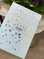 Nail Water Decal CF-660 | Water Slide Nail Decals with Silver & Gold Snowflakes | Festive French Tips