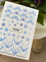 Nail Water Decal NCg-119 | Water Slide Nail Decals with Blue Snowflakes | Winter Nail Art