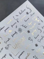 Nail Water Decal CF-231 | Minimalist Water Slide Nail Decals | Lettering, Flowers & Gold Accents - UASLIDER