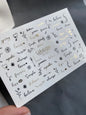 Nail Water Decal CF-231 | Minimalist Water Slide Nail Decals | Lettering, Flowers & Gold Accents