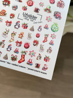 Nail Water Decal NCg-134 | Water Slide Nail Decals with Christmas Icons | Festive Holiday Nail Art