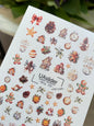 Nail Water Decal NCg-135 | Water Slide Nail Decals with Gingerbread and Christmas Ornaments | Cozy Holiday Nail Art